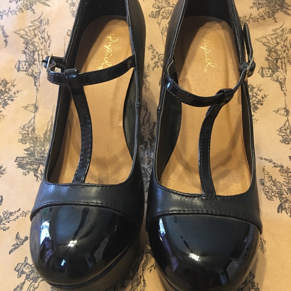 Black stiletto heels Mary Jane style
